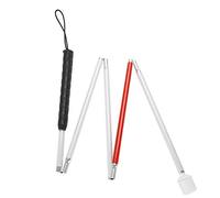 Folding Blind Cane Walking Stick with Red Reflective Tape, Portable Hand Walking Stick, Aluminum Alloy Blind Cane Stick for Vision Impaired and Blind People 53.1in(135cm)