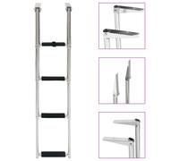 Folding Boarding Ladder 4-Step Stainless Steel 304 Silver & Black 28.3x115.6 cm