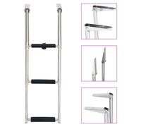 Folding Boarding Ladder Silver/Black 28.3x59.6cm Stainless Steel 304 3-Step Tel.