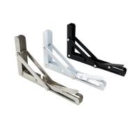 Folding Brackets 2Pcs/Set Stainless Steel Triangle Shelf Bracket Wall Shelf Bracket Triangle Bracket Partition Billy Folding Bracket for Folding(White-10inch)