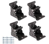 Folding Brackets 4 PCS Lock Support for Table Bed Leg Bronze Steel Foldable Hinge Hardware with Screws (Black)