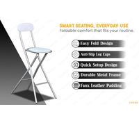 Folding Breakfast Bar Stool Chair Padded Seat Lightweight 92cm Kitchen Garden