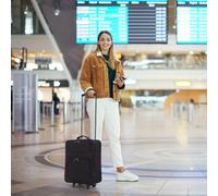 5 Cities Easyjet Ryanair 55x40x20cm Folding Cabin Bag Hand Luggage Carry On Suitcase, 2 Wheels, Black
