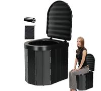 Folding Camp Toilet, Portable Folding Toilet, Travel Toilet Seat with Lid - Portable Car Toilet with 15 Trash Bags and Storage Bag, Toilet Seat Bucket