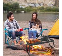 Folding Campfire Grill Grate 22.4x11.2 Inch, Heavy Duty Steel Grate, Portable Over Fire Camp Grill with Carry Bag, Campfire Cooking Equipment for Outdoor Open Flame Cooking