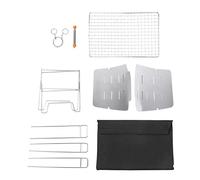 Folding Camping Barbecue Rack, Stainless Steel BBQ Grill, Portable Outdoor Barbecue Rack with Ash Tray, Foldable Design for Hiking Picnic Backyard Camping, Rust Proof Lightweight