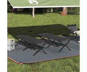 Folding Camping Bed 2 pcs Black 193 x 69 x 45 cm Oxford fabric