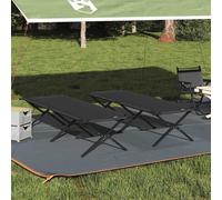 vidaXL Folding Camping Bed Folding Manual Black Oxford fabric
