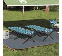 vidaXL Folding Camping Bed Folding Manual Leaf pattern Oxford fabric