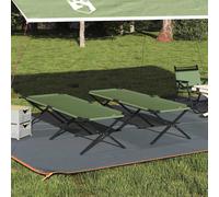 Folding Camping Bed 2 pcs Green 210 x 80 x 46 cm Oxford fabric