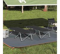 Folding Camping Bed Black Oxford Steel 194x62.5x42.5cm Foldable Outdoor 2pc Camp