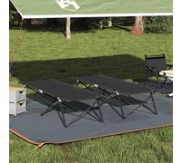 Folding Camping Bed Black Oxford Steel 206x76x47cm Foldable Portable 2pcs Light