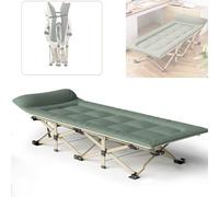 Folding Camping Beds for Adults 70CM Extra Wide Heavy Duty Sturdy Sleep Bed Portable Strong Thicker Tubes Rollaway Bed for Outdoor Travel Office Support 551lbs(Green)