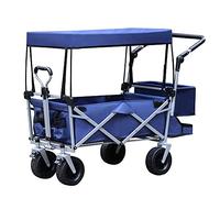 Folding Camping Cart with Removable Canopy, Brake, Tail Bag - Versatile Beach & Garden Trolley Hand Cart for Easy Transport & Outdoor Fun