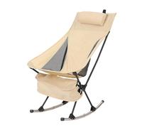 Folding Camping Chair with Headrest - High-Back Outdoor Rocking Chair for Picnic, BBQ, Fishing and Deck Use