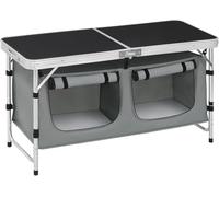 Folding Camping Cupboard Kitchen, Height Adjustable Aluminum Camping Table with Storage, Lightweight Picnic Table with Carry Handle for Outdoor Patio BBQ Party, Black + Grey(Black+Gray)