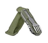Folding Camping Cutlery Set, 8 in 1 Stainless Steel Portable Utensil Detachable Reusable Travel Cutlery Tableware with Pouch Case for Camping Hiking Fishing Picnic On The Go