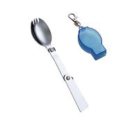 Folding Camping Spork with Case Portable Spork Keychain Foldable Travel Backpacking Spoon Long Handle Camp Sporks with Storage Box Reusable Pocket Sporks Stainless Steel Collapsible Spoon Utensil