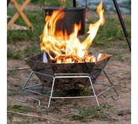 Folding Camping Stove Portable Hexagonal Oven Charcoal Bbq Firepit With Grill,Folding Stainless Steel Fire Pit For Bonfire Backyard Patio Deck Camp Picnic