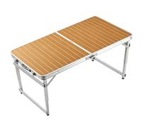 Folding Camping Table, Adjustable Height Aluminum Dining Desk with Carrying Handle, Portable Work Table for Beach BBQ Grill