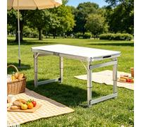 Folding Camping Table, Adjustable Height Utility Table, Heavy Duty Portable for Indoor/Outdoor Events, Parties, Picnics, 70-180cm, Foldable Design