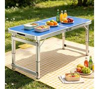 Folding Camping Table, Adjustable Height Utility Table, Heavy Duty Portable for Indoor/Outdoor Events, Parties, Picnics, 70-180cm, Foldable Design