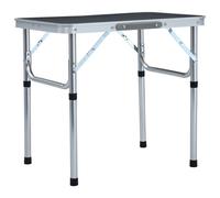 Folding Camping Table Aluminium 60x45cm Patio Hiking Picnic Grey/White vidaXL