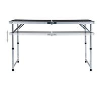 Folding Camping Table, Grey, Aluminium, 120 x 60 cm, Height Adjustable 55-70 cm, Ultralight Portable with Carry Handle, Foldable Compact for Garden, Picnic, Outdoor, Motorhome, Trekking