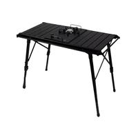 Folding Camping Table Lightweight Backpack Roll Multifunctional Adjustable Leg Desk Desktop Burner BBQ Removable(Black 4 hooks1)