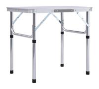 Folding camping table White 60x45cm Aluminium MDF lightweight portable easy fold