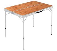Folding Camping Table with 2 Benches Made of Aluminium and MDF Brown Compact Portable with Carry Handle for Picnic Outdoor Garden Camping and Motorhome