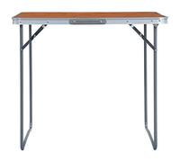 Folding Camping Table with Metal Frame and MDF Board, 80 x 60 x 70 cm, Ultralight Portable, Compact Foldable, Ideal for Outdoor, Garden, Picnic, Camping and Motorhome