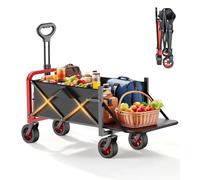 Folding Camping Trolley 350LBS, Festival Trolley on Wheels, 200L Folding Wagon, Portable Camping Cart, Lightweight Outdoor Utility Foldable Wagon Cart for Beach Outdoor Garden Picnic Shopping Fishing