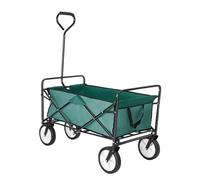 Folding Camping Wagon Collapsible Garden Cart Heavy Duty Beach Trolley with Side Pocket Garden Picnic Shopping Wagons (Green)