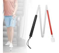 Folding Cane for the Blind, 4 Sections, Aluminium Walking Stick, Collapsible Design, Night Reflective, Non-Slip Handle, Adjustable Height for Visual Impairment