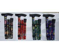 Folding Cane Walking Stick Assorted Colours, Adjustable from 33-37 inchesFlexible and Durable Walking Aid, Collapsible Walking Stick & Mobility Aid, Healthcare Sl rgonomic (Fancy Print)