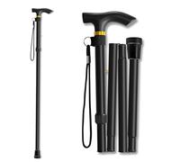 Folding Cane Walking Stick Collapsible & Lightweight Folding Sticks for Women & Men Soft Ergonomic Handle for Comfortable Grip Ideal for People with Unstable Walking (BLACK)