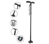 Folding Cane with Led Light, Adjustable Canes and Walking Sticks for Men and Women, Walking Cane Stick for Elderly with Cushion T Handle and Pivoting Quad Base…