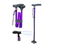 Folding Cane with LED Light Height Upto 98 Cm, Supports upto 100Kg Adjustable and Walking Sticks for Men and Women, Walking Stick for Elderly Quad Base Walking Sticks for Seniors & Adults (Purple)