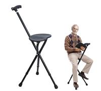 Folding Cane with Seat,440lbs Capacity Adjustable Walking Cane with LED Light for Seniors,440lbs Capacity Balance Cane Chair with Magnetic Therapy Stone