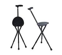 Folding Cane with Seat Lightweight Adjustable Walking Cane Chair 440 lbs Capacity Aluminum Portable Cane Seat with LED Light and Magnetic Therapy Handle for Seniors