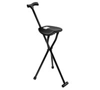 Folding Cane with Seat Walking Stick Stool Aluminium Alloy Lightweight Portable for Elderly Outdoor Walking 249lbs Load Capacity Tri-fold Design Non-Slip Feet