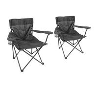 Folding Canvas Camping Chairs - Matt Black - Pack of 2 Harbour Housewares Black One Size