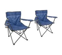 Folding Canvas Camping Chairs - Matt Black - Pack of 2 Harbour Housewares Navy One Size