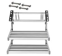 Folding Caravan Step - Aluminum Manual Pull Out Drop Down Step with LED Light, Anti-Slip Wide Pedal for RV Campervan Caravan 2-Step