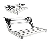 Folding Caravan Steps, Manual Pull Out Drop Down Step with LED Light, 200Kg Load Capacity, Non-slip Design, RV Steps for Trailer Camper Motorhome (2-Step)