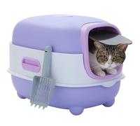 Folding Cat Litter Box Large Size Pet Toilet for Cats Covered and Sealed Large Capacity Cat Litter Pan Ideal for Kittens and Adult Cats Suitable for Various Cat Breeds Easy to Clean and Maintain(Purpl