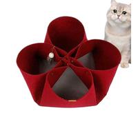 Folding Cat Tunnel - Interactive Cat Plays Tunnel Cave, Folding Filter Cat Tunnel Nest | Box-shaped Felt Verhideout with Toy Ball, Portable Pet Playground Cat Shelter Interactive Cats