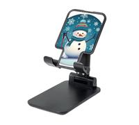 Folding Cell Phone Stand for Desk Adjustable Cell Phone Holder Portable Cellphone Cradle for Office Lovely Christmas Cartoon Skiing Snowman Snowflake Phone Stand Desktop Tablet Stand/ipad Stand, Black