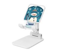 Folding Cell Phone Stand for Desk Adjustable Cell Phone Holder Portable Cellphone Cradle for Office Lovely Christmas Cartoon Skiing Snowman Snowflake Phone Stand Desktop Tablet Stand/ipad Stand, White